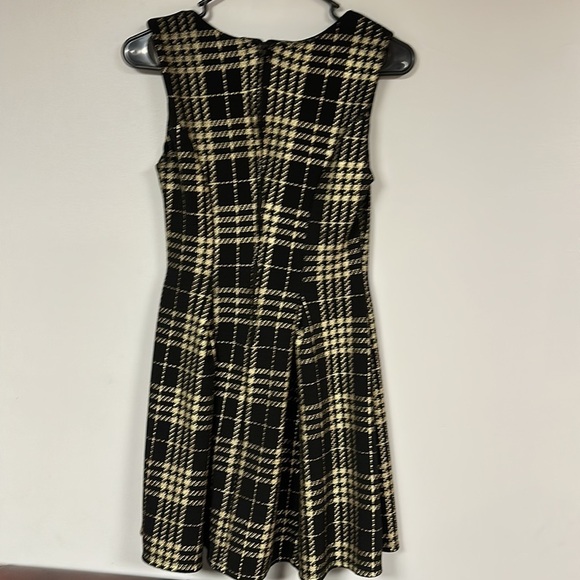 Emerald Sundae Black/Gold Plaid pleated flare sleeveless Drees , Women's S CUTE - Picture 3 of 8